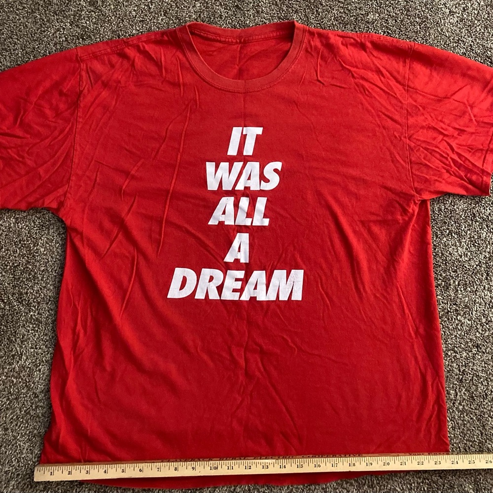 Men’s tshirt red size L. Biggie song 🎶 “It was all a dream”